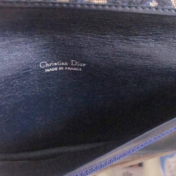 [Dior] Rare Authentic Trotter Long Canvas w/ Leather Navy Blue Signature Wallet - Picture 8 of 16